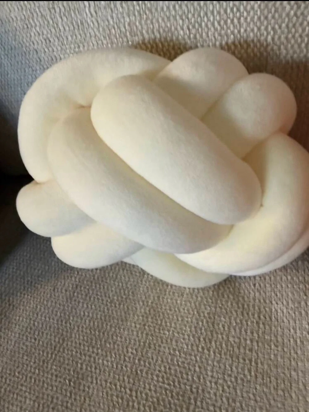 Plush Cream Knot Decorative Throw Pillow - Soft Sculptural Accent